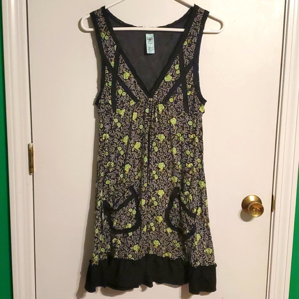 Free People Black and Yellow Floral Dress